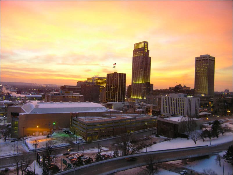 Downtown Omaha, Nebraska at dawn